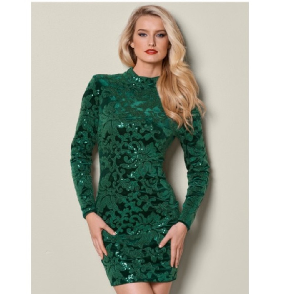 LOOKING FOR : Venus Sequin Green Velvet Dress sz2